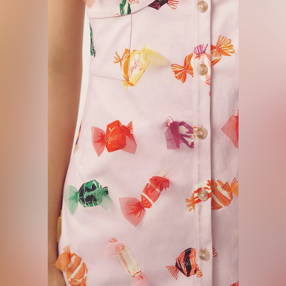 Maeve Candy Printed Buttondown Mini Dress - Picture 3 of 14